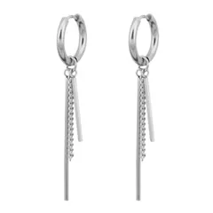 【特価セール】フープピアス 着用モデル スティック チェーン 3連 ジョングク デザイン 両耳セット 防弾少年団 jungkook シルバー ロングピアス BTS フープ リング レディース (アロハモニ) メンズ ユニセックス 韓国 ALOHAMONI オル