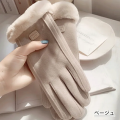 手袋　スマホ対応　ボア　裏起毛　レディース　おしゃれ　かわいい　暖かい　防寒　保温　滑り止め　シンプル