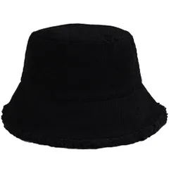 [FUPUTWO] バケットハット レディース 防寒 帽子 バケハ 暖かい ふわふわ 無地 秋冬 (JP, アルファベット, Free Size, ブラック) [ブラック] [Free Size]