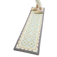 【在庫セール】防炎 抗菌 厚さ8mm 滑り止め おしゃれ お手入れ簡単 撥水 PVC 約45cm*240cm ット 拭ける台所マ スノーフレーク キッチンマット Ashmore