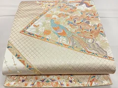 平和屋着物◎六通柄袋帯　切嵌正倉院花文　金糸　正絹　逸品　CAAL5614kb