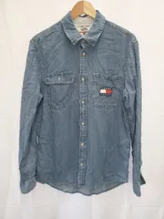 ◇ Θ TOMMY JEANS トミー ジーンズ 長袖 デニム シャツ サイズM ブルー系 メンズ E  【1508060009562】