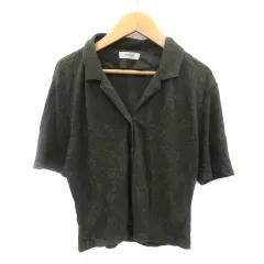 インゲボルグ INGEBORG カジュアルシャツ 五分袖 花柄 L カーキ /YK33