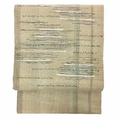 京やK347 正絹 長尺 3.8メートル以上 名古屋帯 八寸名古屋帯 織の帯 お太鼓柄 金糸 フォーマルにも使える名古屋帯 袷の着物 単衣の着物 松葉仕立て セミフォーマルからカジュアルまで 仕立て上がり  盛夏を避けたオールシーズン使える帯 美品 未使用