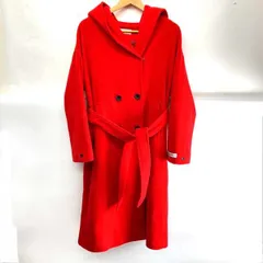 e) ハレ HARE ロングコート HAL07013AD サイズM レッドカラー 赤系 ウール/ナイロン フード/ベルト付き アウター ビッグシルエット 中古