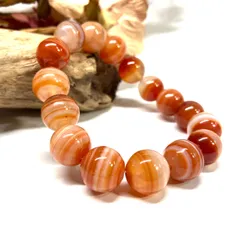 パワーストーン ブレスレット カーネリアン・サードニクス  12mm 天然石ブレス / メンズ レディース 男性 女性 幸運 開運 恋愛運 人間関係 お守り (シンプル) ☆