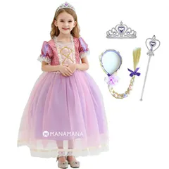 プリンセスドレス 子供 キッズ 子ども キッズ 三つ編み カチューシャ 髪飾り ハロウィン 衣装 女の子 ラプンツェル 子供ドレス コスプレ なりきり 仮装 コスチューム プリンセス キッズドレス クリスマスプレゼント 誕生日プレゼント 子ども 100 110