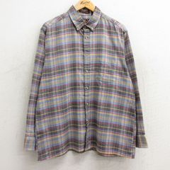 XL/古着 バンヒューセン 長袖 シャツ メンズ 80s ボタンダウン 薄紺 ネイビー チェック 24feb23 中古 トップス
