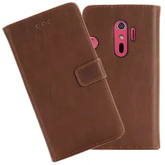 【在庫処分】サイドマグネット カード収納 スタンド機能付き 手帳型ケース アローズf04j 全面保護 ドコモ ） 財布型 (ダークブラウン カバー PUレザー 手帳型 ケース シンプル 兼用 F-04J ビジネス風f04j らくらくスマートフォン4 docom