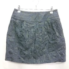 ◇ Θ Ray BEAMS レイ ビームス 花柄刺<!-利用不可文字-!>　コットン系 ミニ 台形 スカート サイズM ネイビー レディース E  【1410100004010】