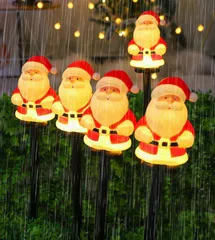 サンタ 5個入りのソーラー　サンタライトセット イルミネーション ソーラーライト イルミネーション 屋外 5個 ソーラー クリスマス 飾り サンタ ライトイルミネーション 雪だるま サンタカーテンライト クリスマスツリー つらら モチーフライト屋外 防水