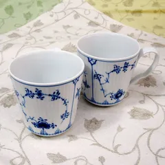 ロイヤルコペンハーゲン　ブルーフルーテッド プレイン マグS　ペア