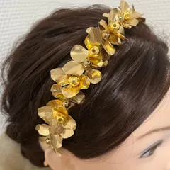 髪飾り　ヘッドドレス　ヘアピン　結婚式　卒業式　成人式　前撮り　ゴールド　お花　フラワー　ウェディング　二次会
