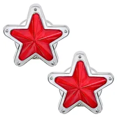 超超希少　当時物　ガラス３点止めとんがり星マーカー　赤色レンズ　レトロ　デコトラ Yahoo!オークション -「星マーカーランプ」の落札相場・落札価格