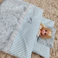 メルちゃん お布団3点セット #2ブルー系花柄