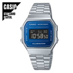 【即納】 CASIO STANDARD カシオ スタンダード デジタル メタルバンド A168WEM-2B ブルー×シルバー 腕時計 メンズ レディース メール便送料無料