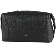 Christian Dior/クリスチャン ディオール　グラビティ レザー ラージ ポーチ　エンボス カーフスキン　ブラック　2ESCA495【未使用品】