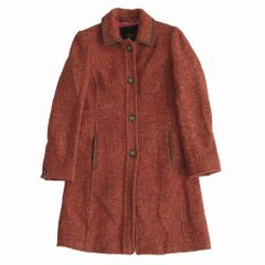 COACH コーチ ツイードヘリンボーン柄 ステンカラーコート シグネチャー柄裏地 レッド サイズXS レディース 【中古】