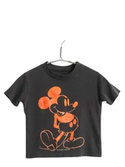 【お得なクーポン配布中!】 80s ミッキー プリント Tシャツ キッズ ベビー 90cm 程 ヴィンテージ ディズニー オフィシャル キャラクター イラスト シングルステッチ 黒