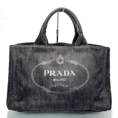 プラダ　PRADA　カナパ　ハンドバッグ　デニム　ブラック　紺　(51189)