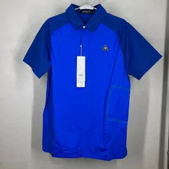 ルコックスポルティフ le coq sportif ゴルフポロシャツ 半袖 ナイロン ブルー LL サイズ メンズ