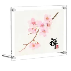 【特価セール】色紙額縁 写真立て UVカット スタンド 壁掛け兼用タイプ アクリル製 透明 写真フレーム おしゃれポスターフレーム 金具・吊り下げ紐付 展示ピクチャー、寄せ書き、絵画、賞状、サイン色紙用 横縦置き (収納サイズ: 272x242mm)