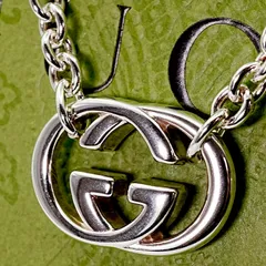 極美品 グッチ インターロッキング シルバー両吊り ネックレス/25-655S