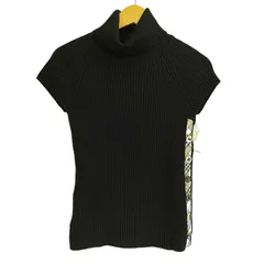 バーバリーロンドン BURBERRY LONDON ノバチェック タートルネック サイドボタン 半袖ニット レディース JPN：2 