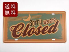아메리칸풍 양철 간판 넘버 플레이트 SORRY CLOSED 폐점 일러스트 30cmX15.5cm 바 클로즈 폐점 레트로 가드닝 골동품 아메리칸 옥외 장식 방법 세련된 정원 카페 레트로 차 빈티지 점포 울타리