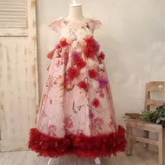 【期末SALE開催中‼】 セール 子供ドレス　キッズドレス　プリンセスドレス　チャイルドドレス　ドレス　赤　100cm　3才　プリント