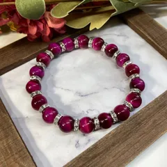 ピンクタイガーアイ パワーストーン ブレスレット 10mm  / 虎目石 メンズ レディース 男性 女性 金運 仕事運 恋愛運 お守り(シルバー)☆