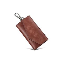 [Kawaoto] キーケース メンズ 4連フック プエブロレザー 日本製 本革 カード2枚 お札1枚 カラビナ key case 多機能 スリム プレゼント クリスマス (赤褐色) 1