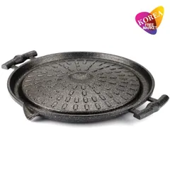 SESE 鉄板 マルチグリドル Round 30cm あぶら落とし口あり キャンプやアウトドアで大活躍！/ 焼肉 プレート サムギョプサル 韓国 円形 ボンベok