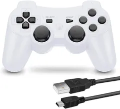 SHOCK3 DUAL ゲームパット 6軸センサー 互換対応 ワイヤレスコントローラー USB ケーブル 用 日本語説明書 PS3 (白)