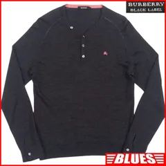 イタリア製 BURBERRY BLACK LABEL 廃盤 バーバリーブラックレーベル セーター ニット L メンズ 刺繍 ウール ニット_セーターサイズL_一覧←SEULB屋着古← TY3616