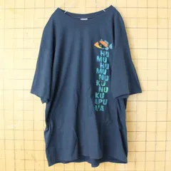 USA crazy shirts HUMUHUMUNUKUNUKUAPUA'A プリントTシャツ ネイビー メンズL 半袖 タスキモンガラ アメリカ古着　071625ss23