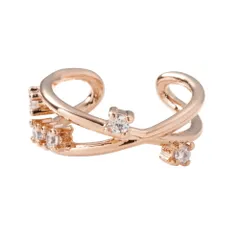 【ピンクゴールド×フリーサイズ】[Cream dot. クリームドット公式] イヤーカフ レディース イヤーカフ 金属アレルギー ニッケルフリー イヤカフ 片耳用 キュービックジルコニア ビジュー クロス 大人 