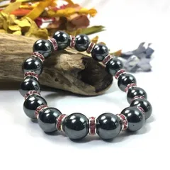 パワーストーン　ブレスレット　ヘマタイト　12mm 天然石ブレス （ピンク）メンズ・レディース　男性・女性　数珠ブレス　開運 [24]