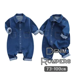 送料無料 やわらか素材 ロンパース デニム つなぎ 韓国子供服 おしゃれ 乳幼児 キッズ ベビー服 70cm 80cm 90cm 100cm