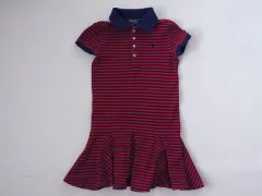 ポロ ラルフローレン polo ralph lauren アウトレット 子供服 女の子 6歳 120cm 半袖 ワンピース ボーダー 赤 紺 ポロ地 スモールポニー 春 夏 ★4 ガールズ 女児 キッズ 【中古】 ユーズド リサイクル こども