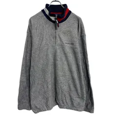 TOMMY HILFIGER フリースジャケット L グレー トミーヒルフィガー ハーフジップ ワンポイント ロゴ 古着卸 アメリカ仕入 a703-6292