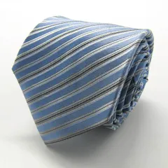 コムサイズム ブランド ネクタイ ストライプ柄 シルク PO  メンズ ブルー COMME CA ISM 【中古】