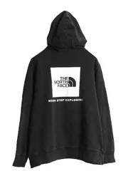【お得なクーポン配布中!】 ノースフェイス 両面 プリント スウェット フード パーカー レディース XL / 古着 The North Face トレーナー アウトドア プルオーバー 黒