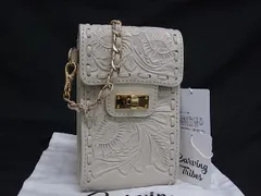 ■新品同様■ GRACE CONTINENTAL グレースコンチネンタル カービングトライブス レザー ショルダーバッグ ライトベージュ系 FG9004