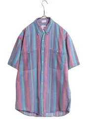 【お得なクーポン配布中!】 90s チャップス ラルフローレン ストライプ 半袖 ボタンダウン シャツ メンズ M 古着 90年代 オールド ポロ CHAPS ネイティブ マルチカラー