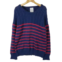 美品☆ agplus エージープラス 長袖 ニット ネイビー Fサイズ　b066