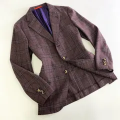 49k8 ISAIA イザイア イタリア製 SAILOR セーラー 3Bテーラードジャケット ブレザー チャック柄 50 パープル ウールのサムネイル