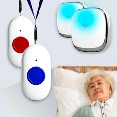 新品 (受信機2個+送信機2個) 高齢者 子ども/老人/妊婦見守り 敬老の日 呼び鈴 コールボタン ポケベル SOS 日本語取扱説明書付き 音楽選択可能 接続簡単 家庭用呼び出しベル 家庭用 緊急コールセット 無線コール 介護用 ポケットベル ナースコール 介