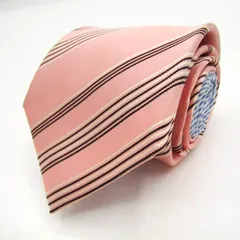 タカキュー ブランド ネクタイ ストライプ柄 シルク 日本製 PO  メンズ ピンク TAKA Q 【中古】