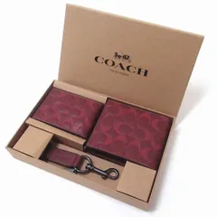 【新品 未使用】コーチ 財布 COACH アウトレット メンズ 二つ折り財布 IDケース キーリング ギフトボックス付き セット CJ737 QBO2Q